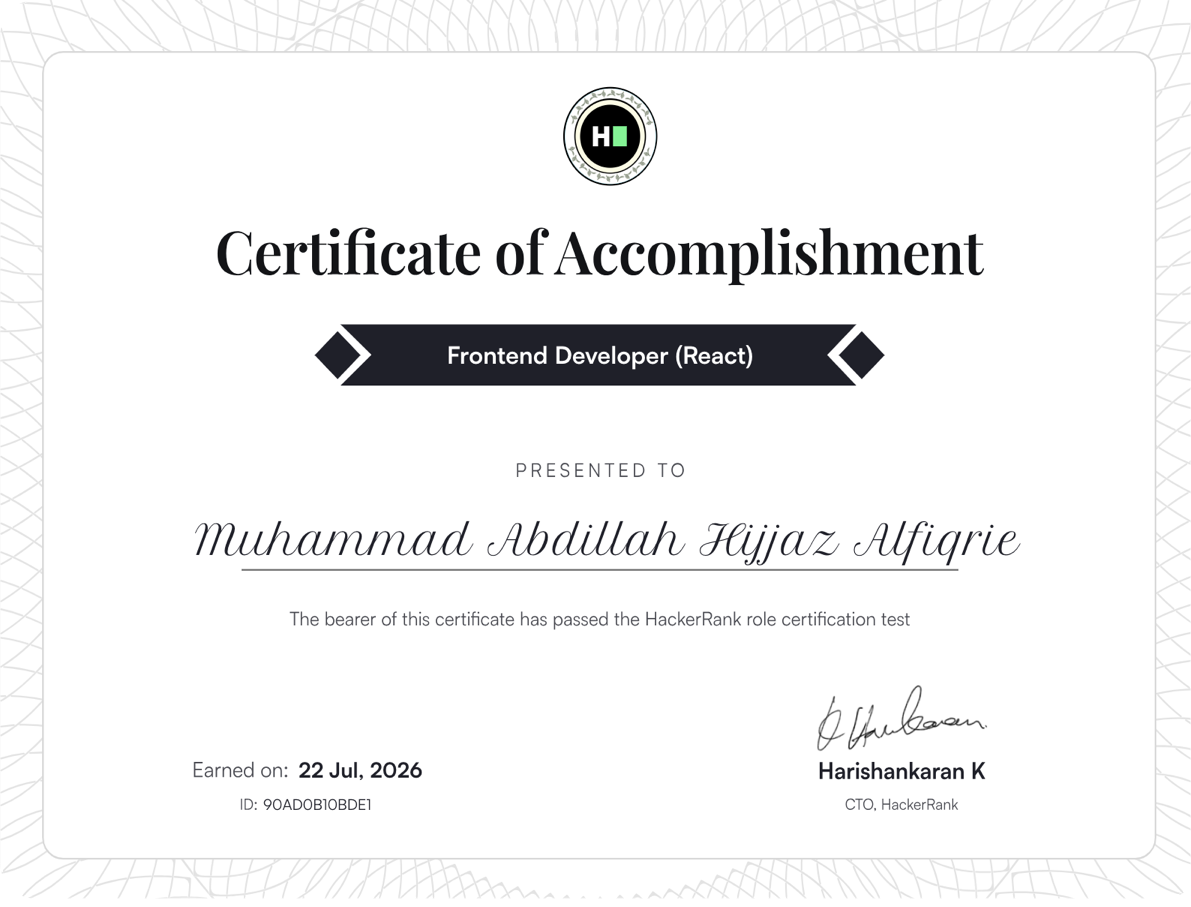 Front End React Certification