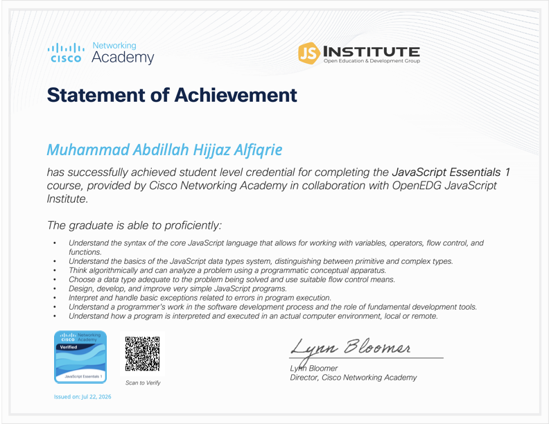 JavaScript Cisco Certification